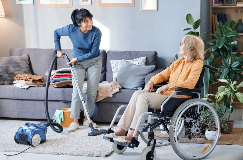 Carer doing housework