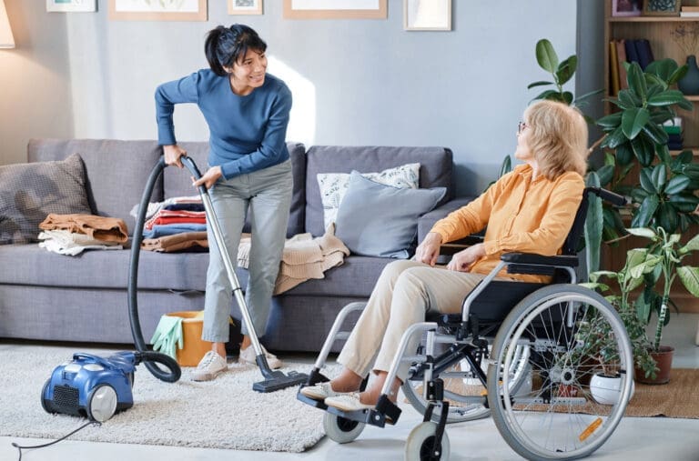Carer doing housework